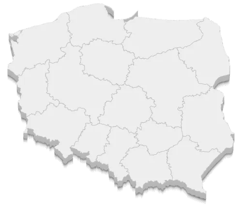 Mapa Polski z liczbą zrealizowanych projektów w poszczególnych województwach