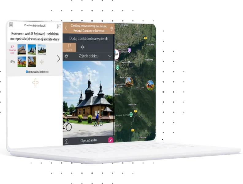 Planer wycieczek na ekranie laptopa