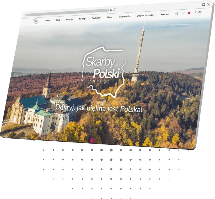 Portal turystyczny „Skarby Polski” na ekranie laptopa